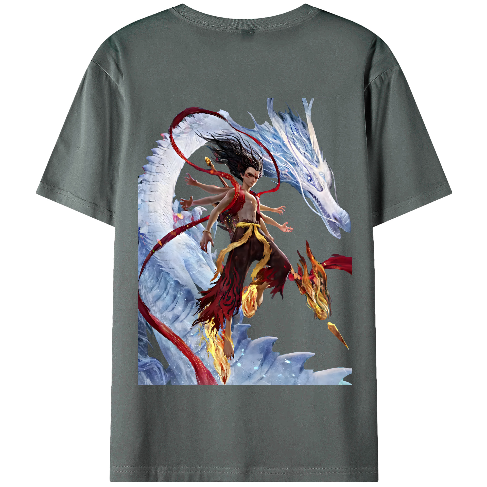 （画像用） Ne Zha 2 ナタ 魔童の大暴れ 綿100％半袖Tシャツ（背面プリント）